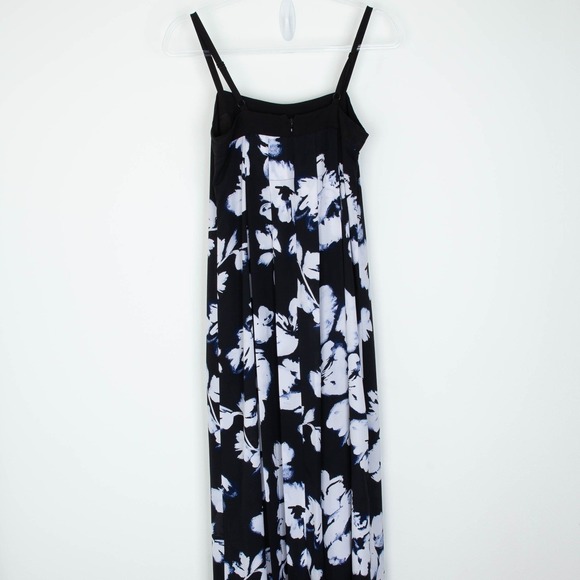 White House Black Market Floral Maxi Dress Black White Size 2 Flowy Whimsigoth - Picture 7 of 10